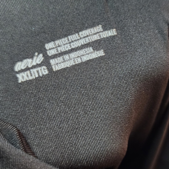 Aerie Ribbed Shine One Shoulder One Piece Swimsuit Black Size XL Or XXL - Picture 4 of 5